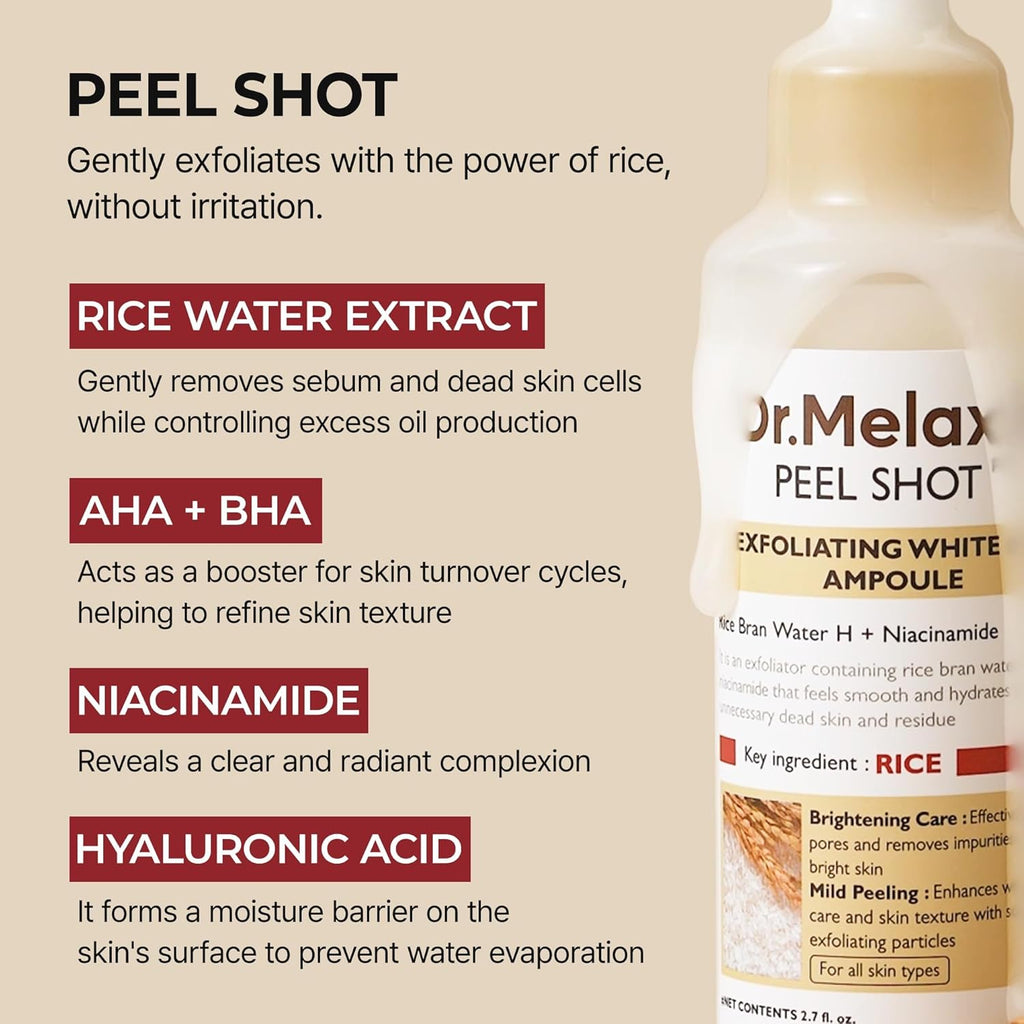 Dr. Melaxin Peel Shot Exfoliating White Rice Ampoule (80ml)