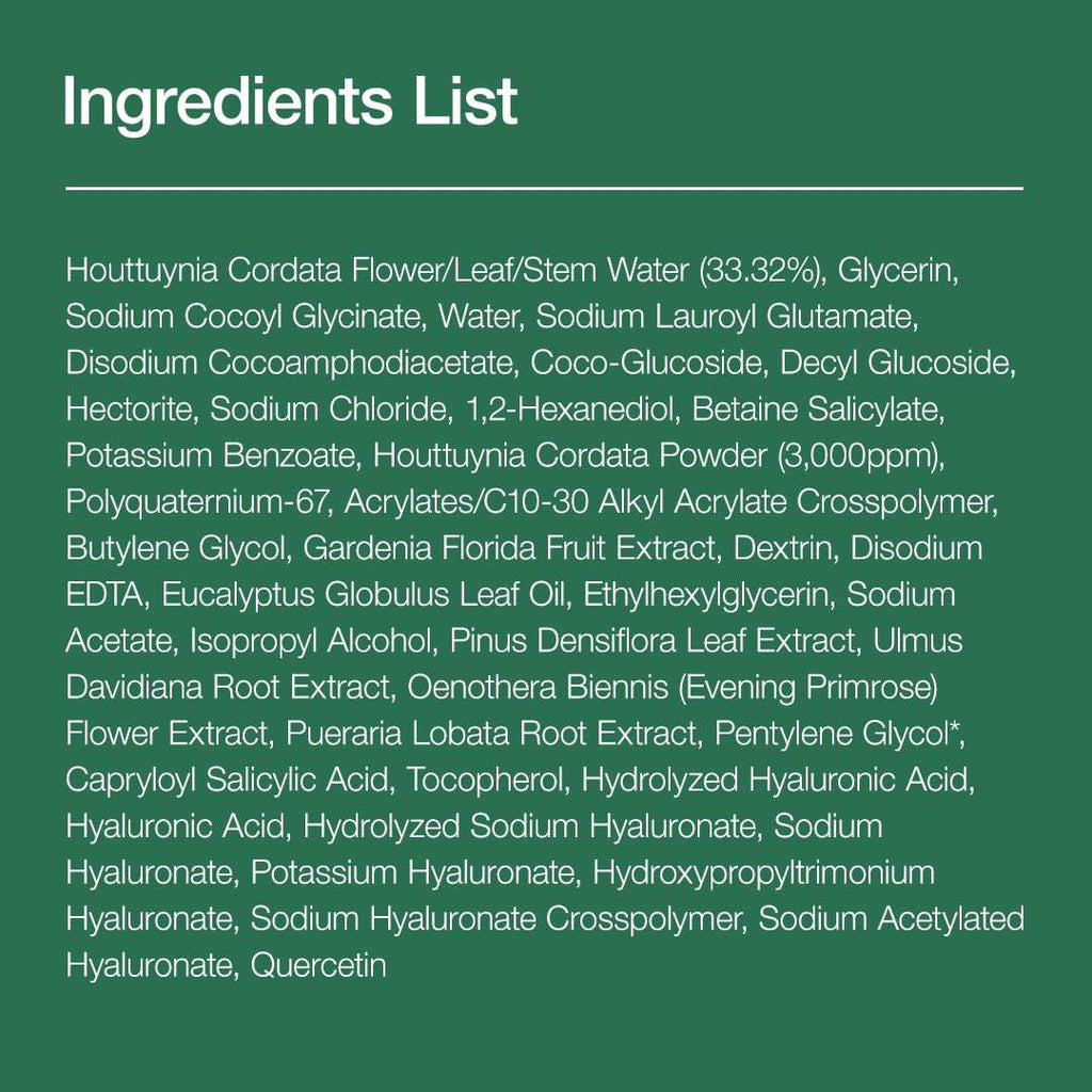 Anua Heartleaf Quercetinol Pore Deep Cleansing Foam Ingredients